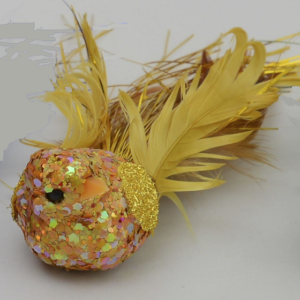 Gold Feathered Bird Christmas Decorations / Ornaments 16cm Pack x4
