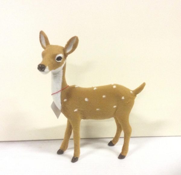 Standing Reindeer / Doe 20cm Faux Fur Christmas Decoration Figurine