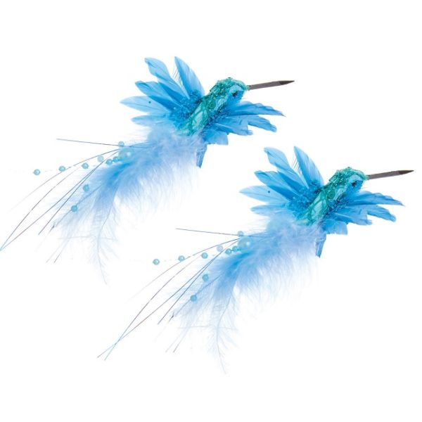 Humming Birds Blue 13cm Pack Of 2 Christmas Decorations