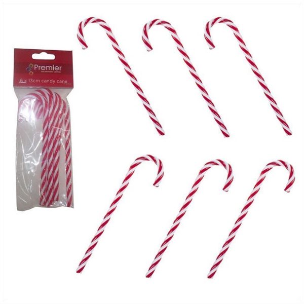 Pack 18 Acrylic Candy Canes 13cm Christmas Decoration Tree Ornaments Red/White