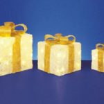 Set x3 LED Lit Parcels / Gifts Cream/Gold Christmas Lights LV102703GC