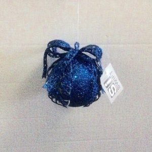 80mm Hanging Ball With Bow Christmas Ornament Decorations Pack x4 MIDNIGHT