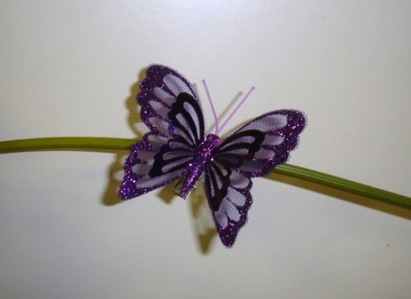 Metallic Clip On Butterfly Christmas Decorations 3" Size Purple Pack 6