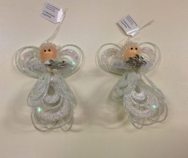 Glitter/Sequin Angel 5" Christmas Tree Ornaments / Decorations Pack x2