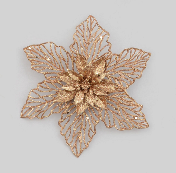 New Design Clip-on Double Flower 18cm Rose Gold Pack x6
