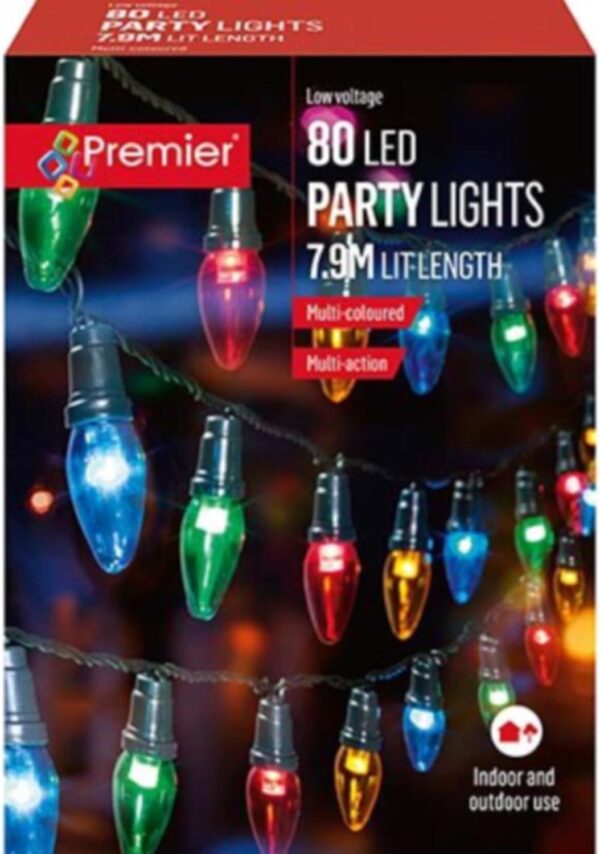 80 Big Bulb (C6) Chasing LED Multi-Colour Christmas Fairy Lights Outdoor