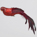 Red Glittered/Sequin Large Birds Christmas Decorations 14 Inch Clip On Pack x2