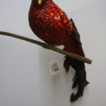 Red Glittered/Sequin Large Birds Christmas Decorations 14 Inch Clip On Pack x2