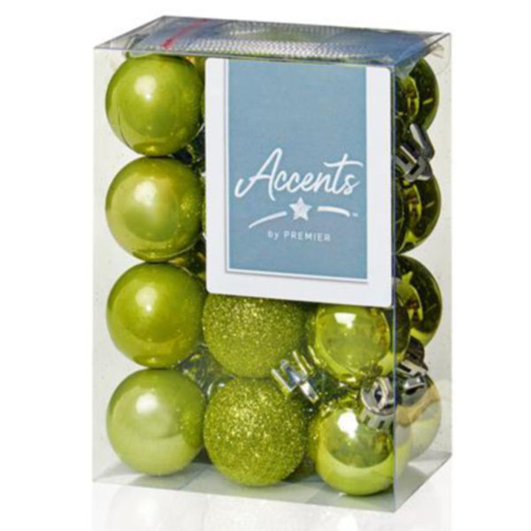 48 2x24 Lime Green Mix Shatterproof Baubles Christmas Tree