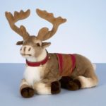Lying Reindeer With Harness Christmas Figure Decoration 40cm Soft Toy