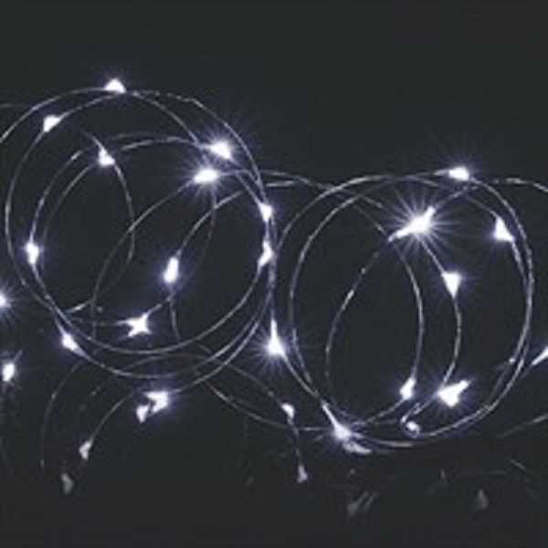 Set 100 Pin Wire White Battery Operated + Timer LED Lights Christmas Lights