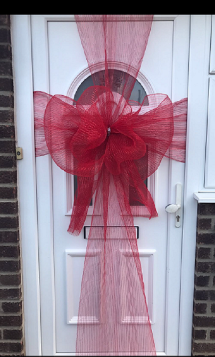 Roll 20" Wide Mesh Ribbon Door Bows/ Outdoor Use Christmas Decoration WHITE