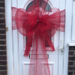 Roll 20" Wide Mesh Ribbon Door Bows/ Outdoor Use Christmas Decoration RED