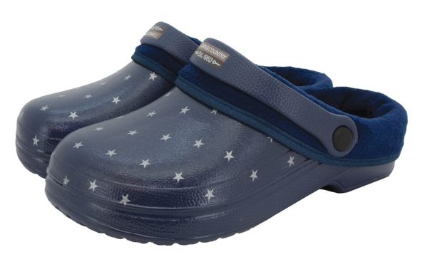 Town & Country Fleecy Cloggies Navy Star Unisex UK Size 7