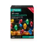 Set 40 Large Flame Lights with 80 Multi-Coloured LEDs Premier