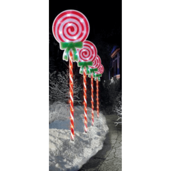 Set of 4 LED Lit (60) Lollipop Path Lights 60cm Premier Christmas Decorations