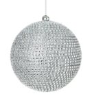 Silver Diamante Ball 80mm Christmas Tree Baubles/ Decorations Set 6