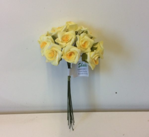 3 Bunches x 12 Baby Yellow Rose Buds Artificial Flowers (36 Blooms)