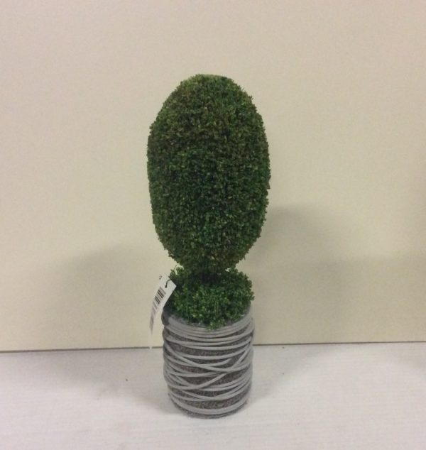Potted 31cm Artificial Pot Plant / Topiary Green 'Pear Shaped' Bush
