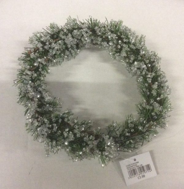 17cm (6.5") Candle Ring Christmas Decoration 'Iced Pine' Fits Pillar Candles