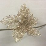 Mesh Poinsettia Champagne Gold 9" Clip On Flowers Floral Christmas Decorations - 4 Pack