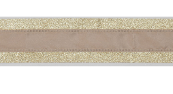 10yd Roll Gold Glitter Edge Fabric Wire Edge Christmas Ribbon 2.5in Wide