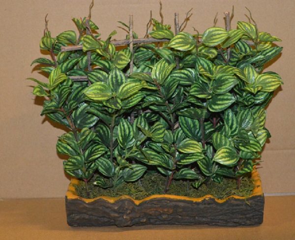 Silk Pepperami & Trellis In Log Bowl Artificial Silk Flowers Planter 12 inch