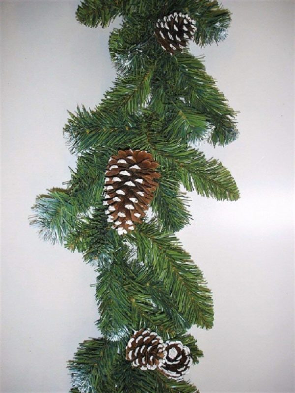 Snowy Pine Garland & Cones Christmas Decoration 6ft Long Artificial Foliage
