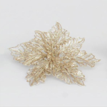 Mesh Poinsettia Champagne Gold 9" Clip On Flowers Floral Christmas Decorations - 4 Pack