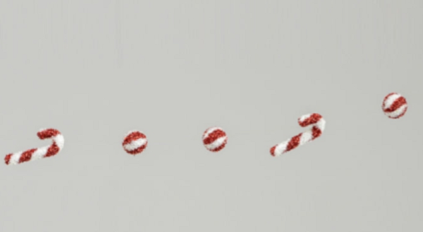 Candy Cane/Ball Garlands 120cm Long Red/White Christmas Decoration x 2