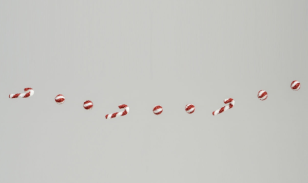 Candy Cane/Ball Garlands 120cm Long Red/White Christmas Decoration x 2