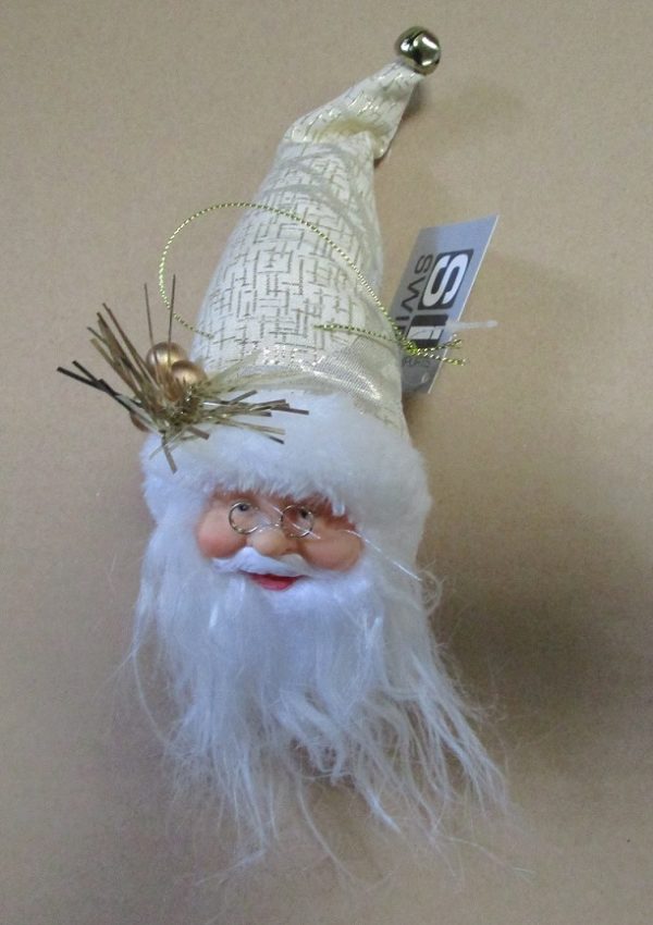 Santa Head Small Christmas Decoration 25cm Champagne Pack x 4