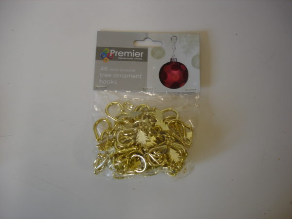 Pack 48 Fancy Christmas Tree Decoration Hooks 4 Christmas Ornaments 'Gold'