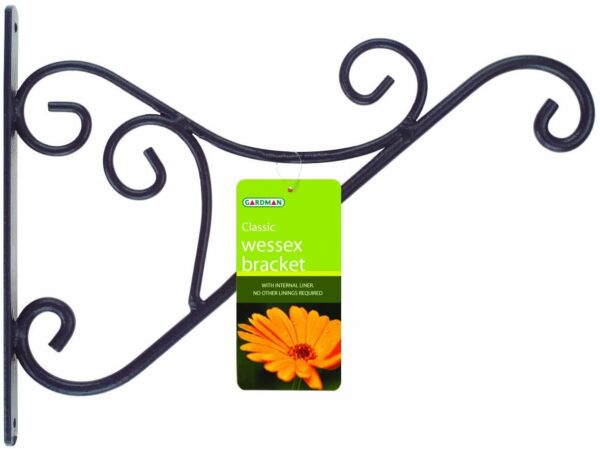 Gardman 16-inch Wessex Round Steel Classic Hanging Basket Bracket - Black