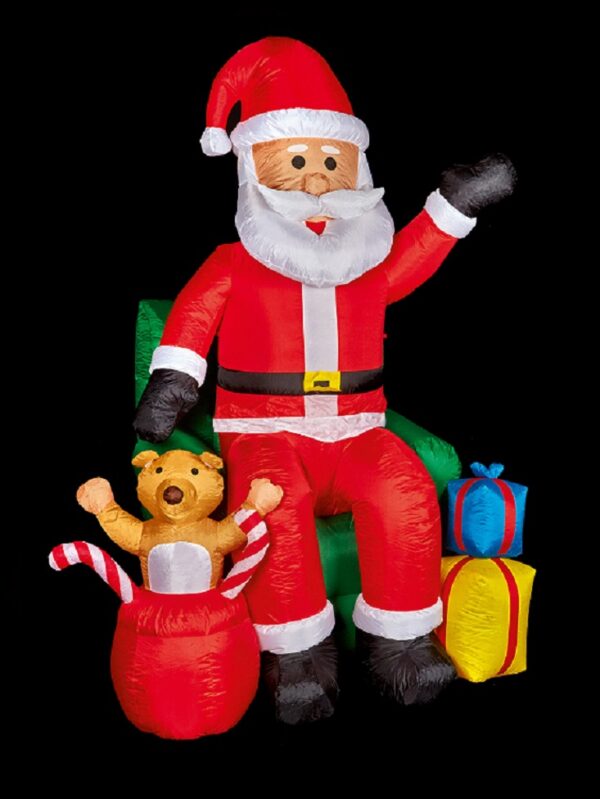2.4m Indoor And Outdoor Inflatable Lit Santa in Chair With Presents Premier