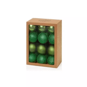 Pack 24 Green Mix 60mm Shatterproof Baubles Christmas Tree Decorations Themed