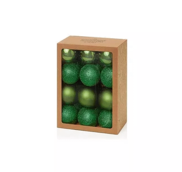 Pack 24 Green Mix 60mm Shatterproof Baubles Christmas Tree Decorations Themed
