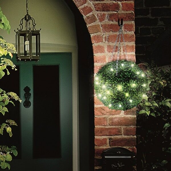 Gardman Pre-Lit Green Leaf Topiary Ball With 20 LED Lights Batt-Op