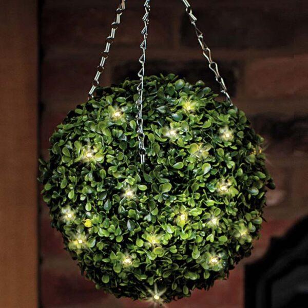 Gardman Pre-Lit Green Leaf Topiary Ball With 20 LED Lights Batt-Op