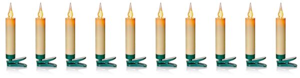 12cm White Flicker Candle 10pc String Lights + Clip-on + Remote Control + Timer