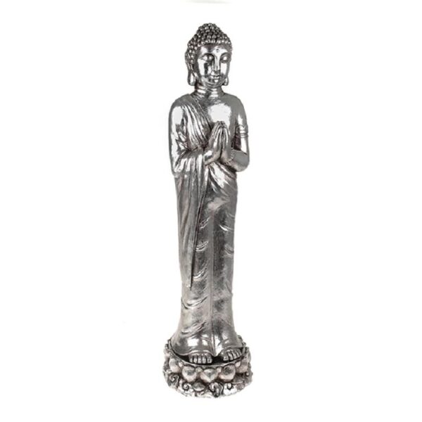 Nirvana Standing Buddha Figurine Silver 60cm Tall