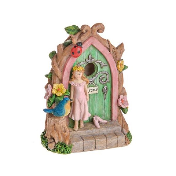 Garden Solar Powered Fairy Door With Fairy & Shoes 19cm