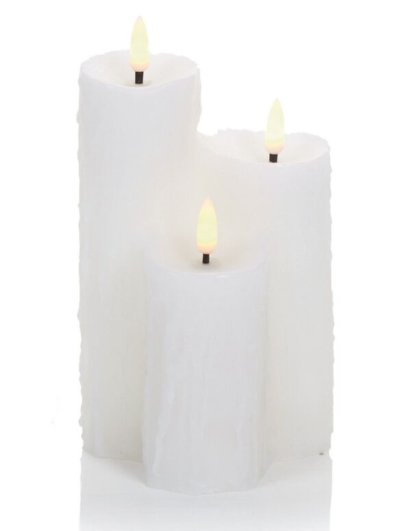 Flickabright White Wax Candle Tree / Trio +Timer Premier