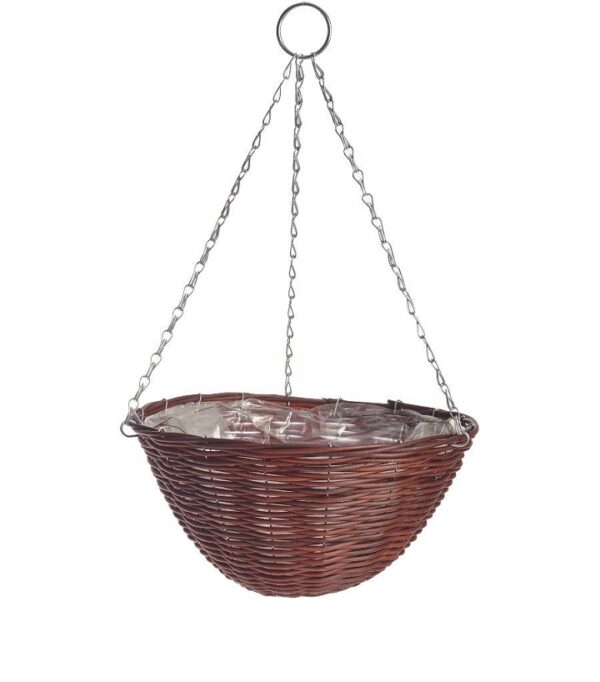 Rattan Effect Brown Hanging Basket 35cm (14") Gardman
