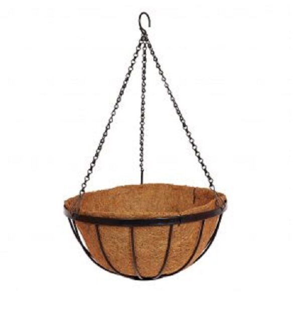 16' Metal Georgian Hanging Basket with Liner Black Gardman 00920