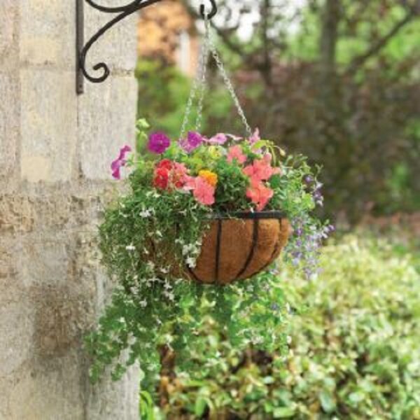 16' Metal Georgian Hanging Basket with Liner Black Gardman 00920