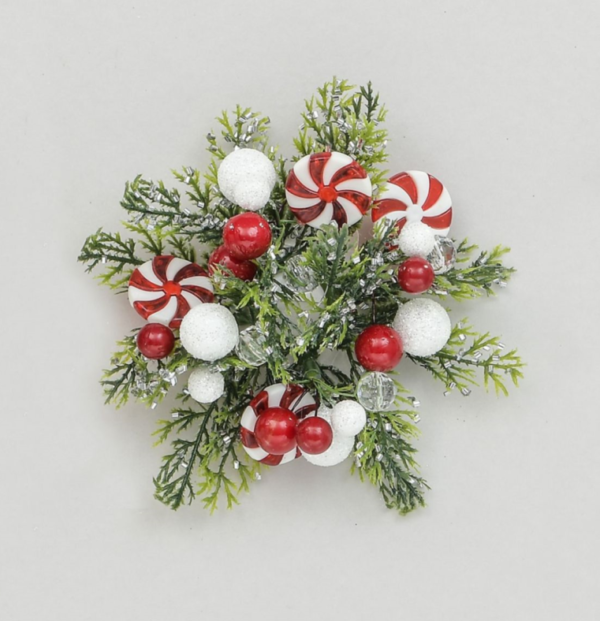 Candle Ring 1" Christmas Decoration 'Candy Cane' Fits Dinner Candles