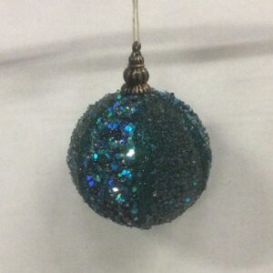 Glitter/Sequin Ball 80mm Christmas Decoration Ornaments Blue/Green Pack x4