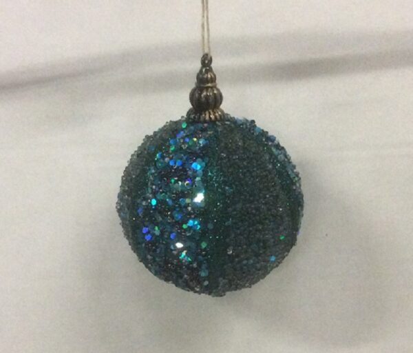 Glitter/Sequin Ball 80mm Christmas Decoration Ornaments Blue/Green Pack x4