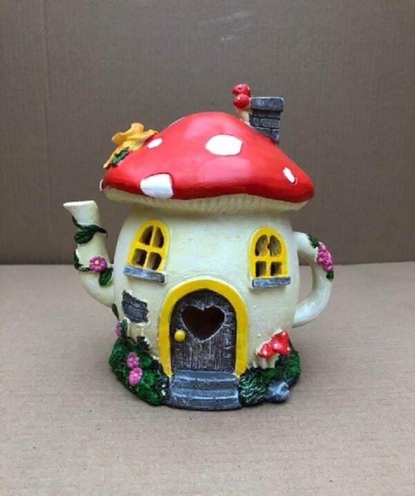 Solar Mushroom Teapot Design Fairy House Garden Lighting